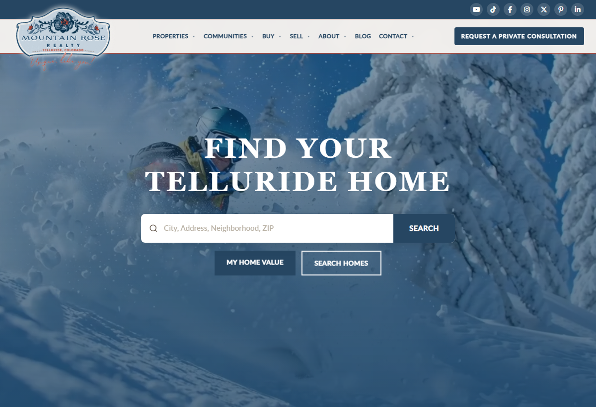 Mountain Rose Realty website